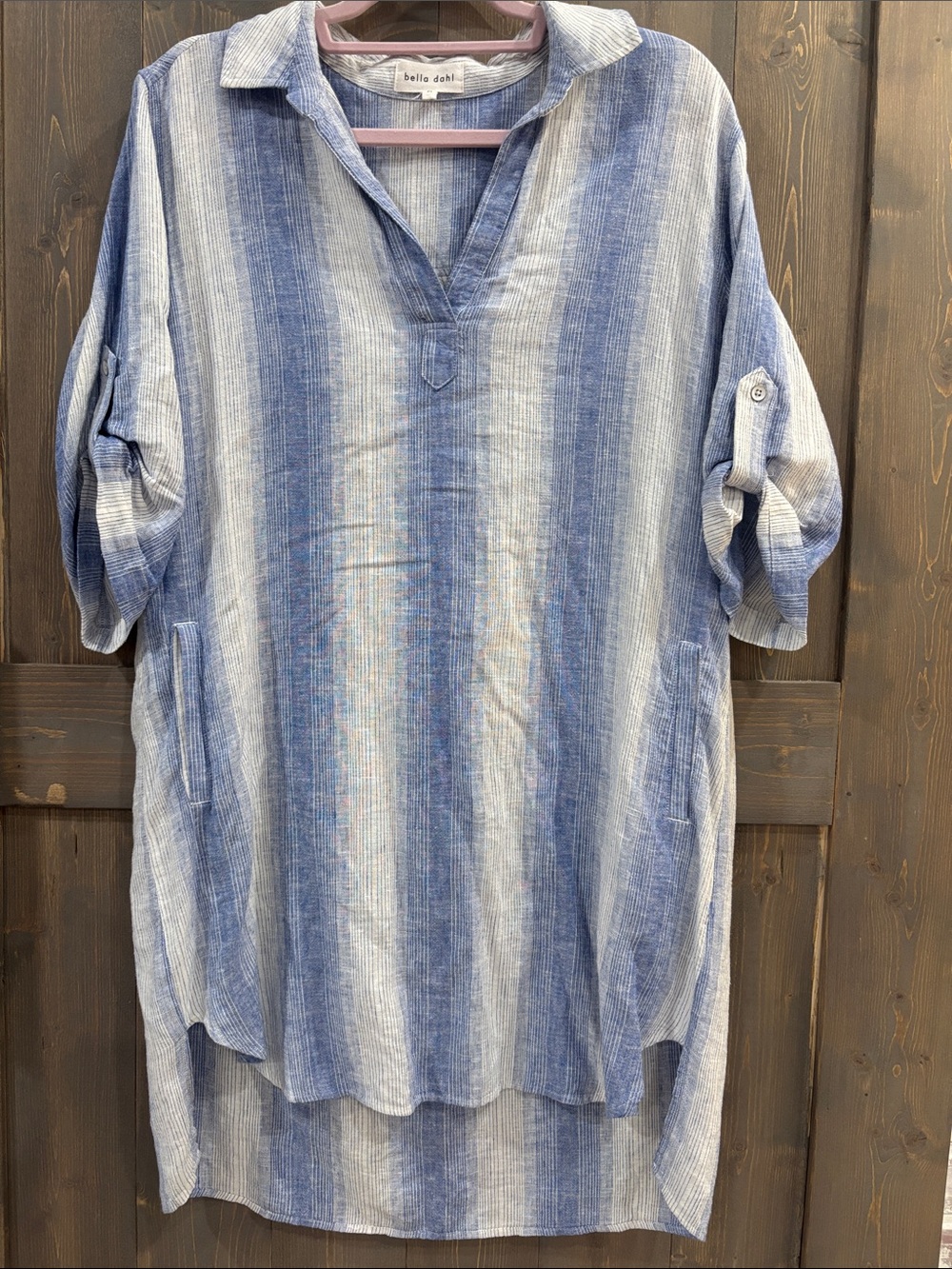 Bella Dahl Blue and White Striped Midi Dress